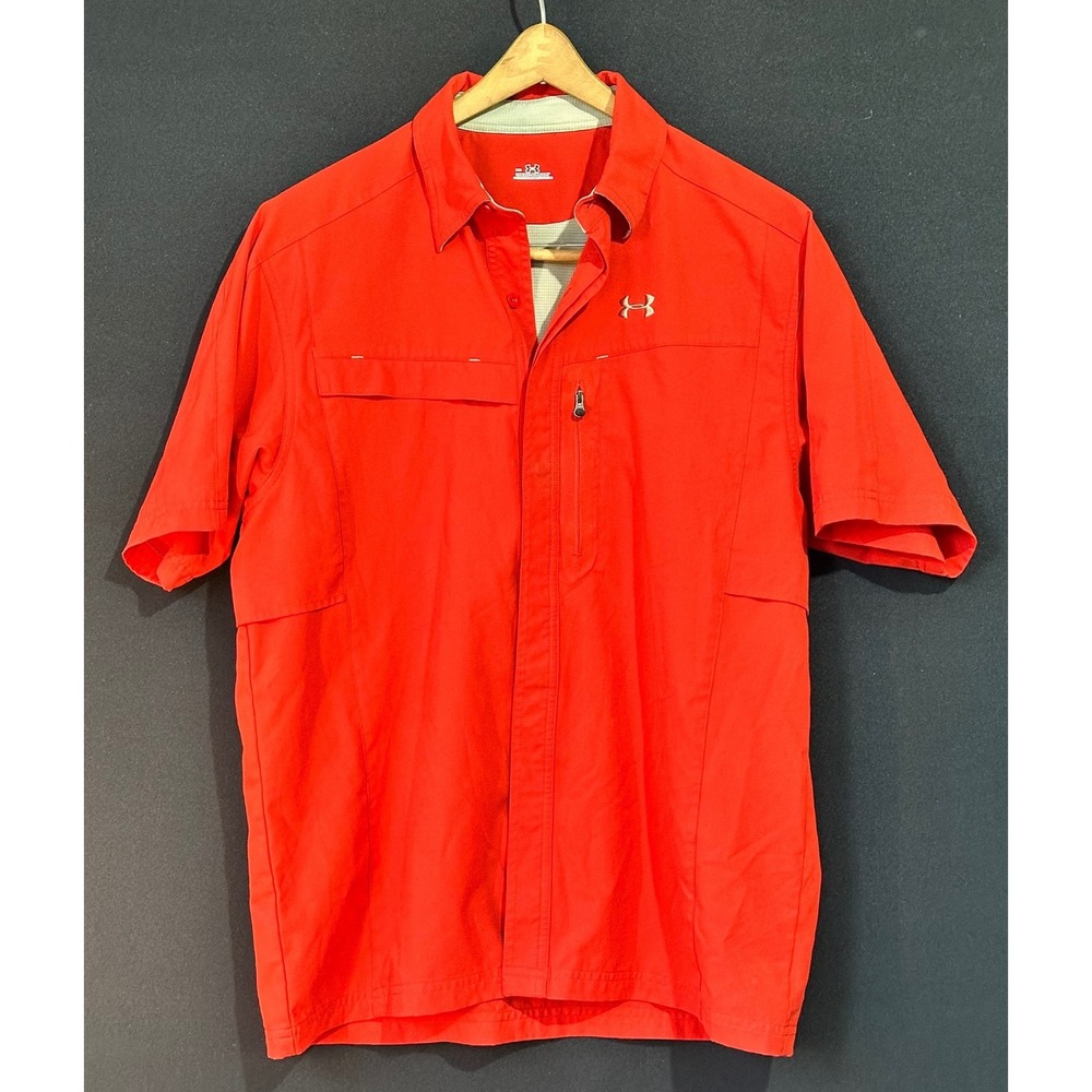 Under Armour Fishing Shirt Vented Back Mens M Red Excellent